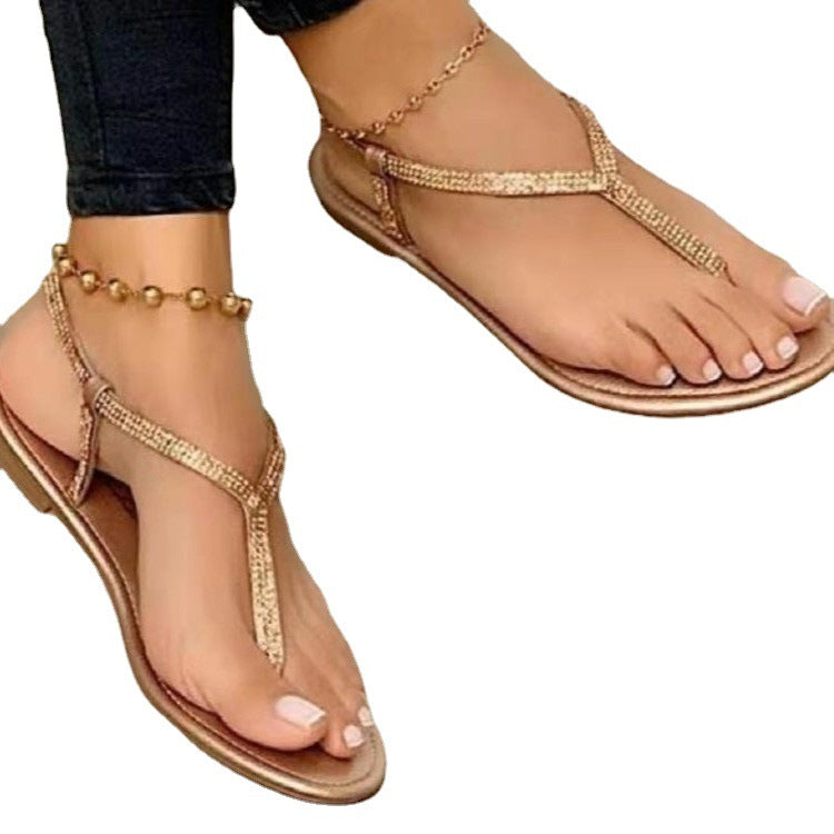 Damen nan T-Riemchen-Sandalette mit funkelndem Strassbesatz und gepolstertem Komfortfußbett Echo Archiv