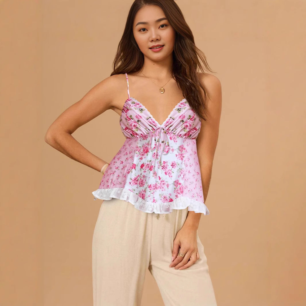 Damen Blusenshirt mit floralem Design und zarten Rüschen Echo Archiv