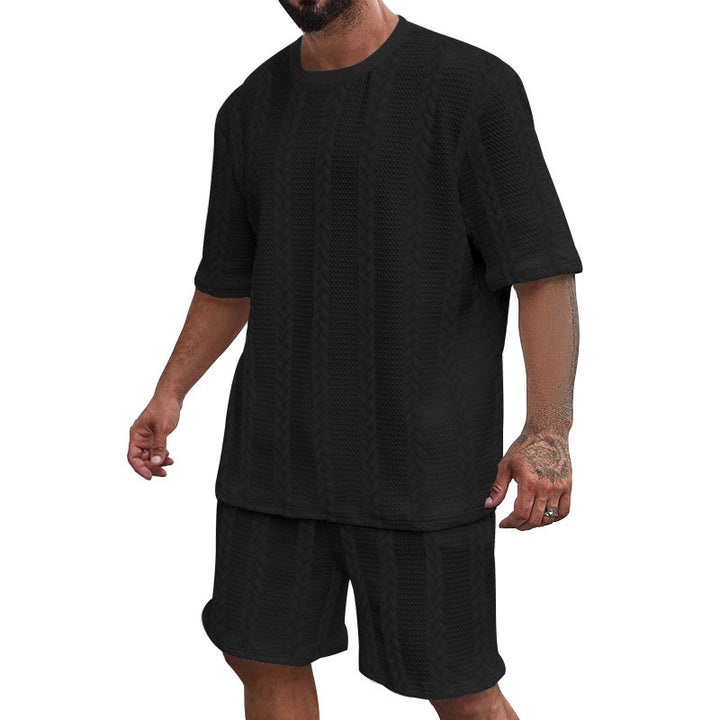 Herren lässiges Strickset mit oversized T-Shirt und Shorts Echoarchiv