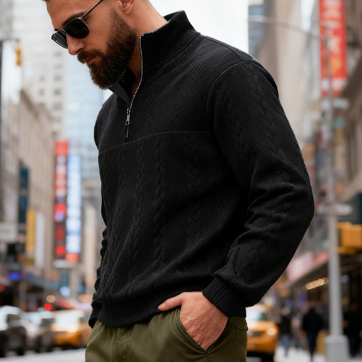 Herren Fleece-Pullover mit hohem Kragen und Reißverschluss Echoarchiv