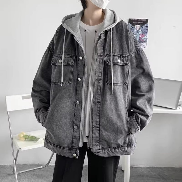 Herren Lässige Overshirt-Jacke mit Kapuze Echoarchiv