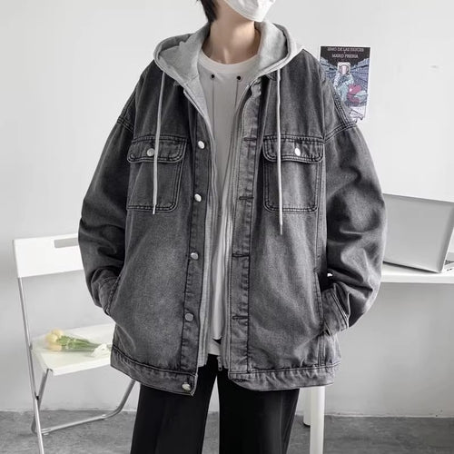 Herren Lässige Overshirt-Jacke mit Kapuze Echoarchiv