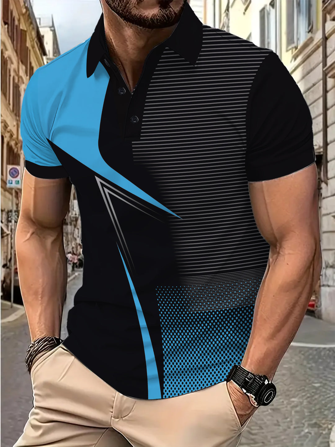 Herren Sportliches Poloshirt mit aufregendem Grafikdesign Echoarchiv
