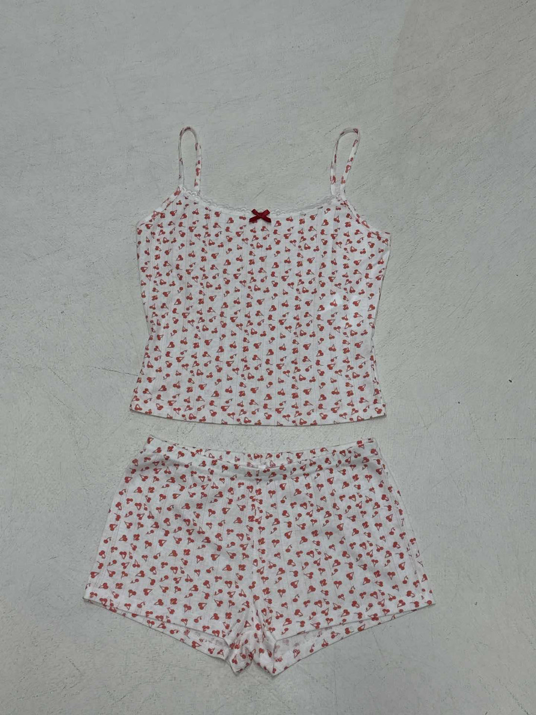 Damen Schlafanzug-Set aus atmungsaktivem Baumwollstoff mit zarten Herzmotiven – Élanora