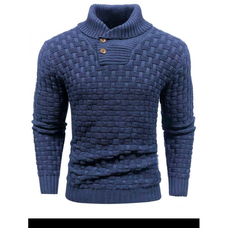 Herren Strickpullover mit Strukturiertem Muster und Modernem Stehkragen Echoarchiv