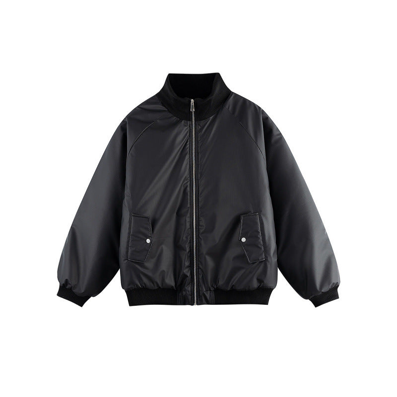 Unisex Boxy-Übergangs-Bomberjacke mit Stehkragen und Pattentaschen Echo Archiv