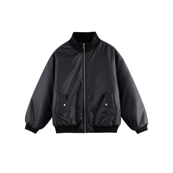 Unisex Boxy-Übergangs-Bomberjacke mit Stehkragen und Pattentaschen Echo Archiv