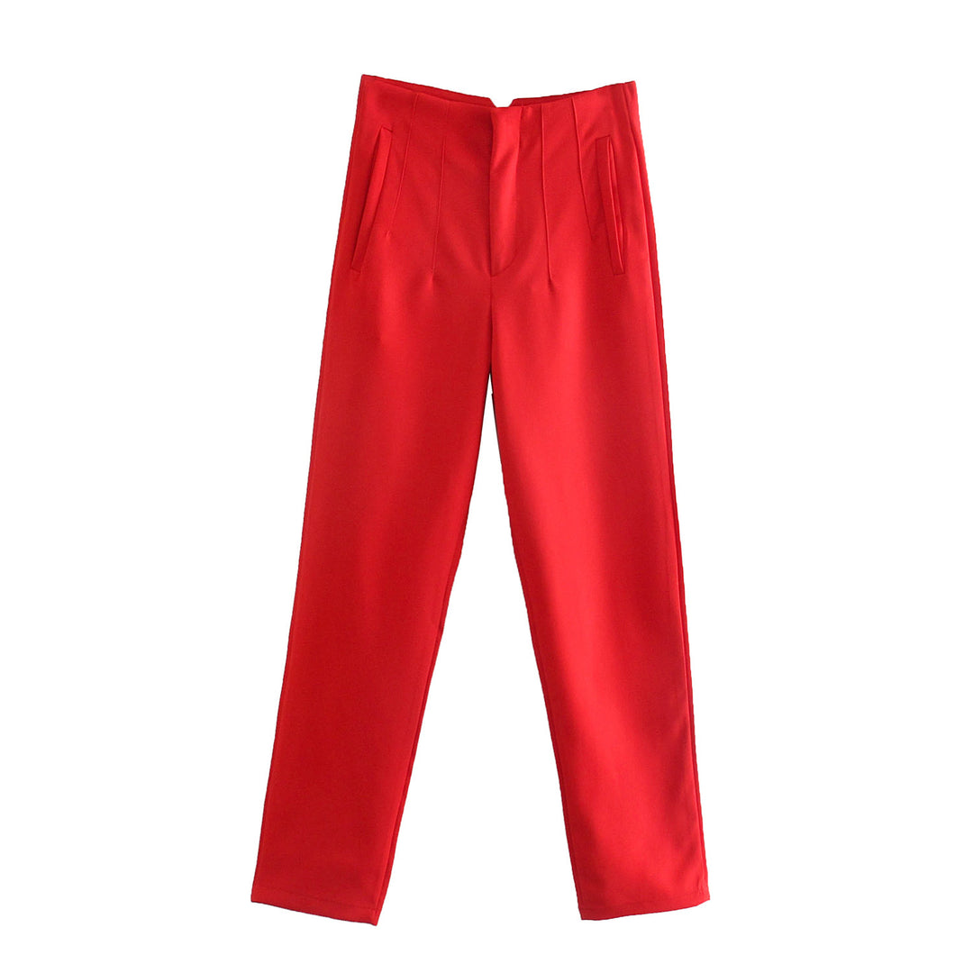 Damen Hochtaillierte tapered Anzughose mit Bügelfalte und Paspeltaschen Echo Archiv