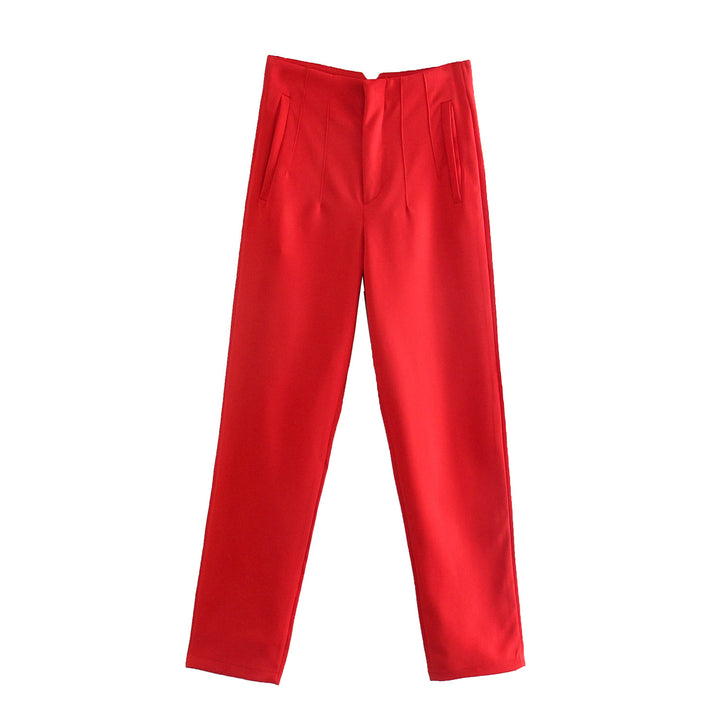Damen Hochtaillierte tapered Anzughose mit Bügelfalte und Paspeltaschen Echo Archiv