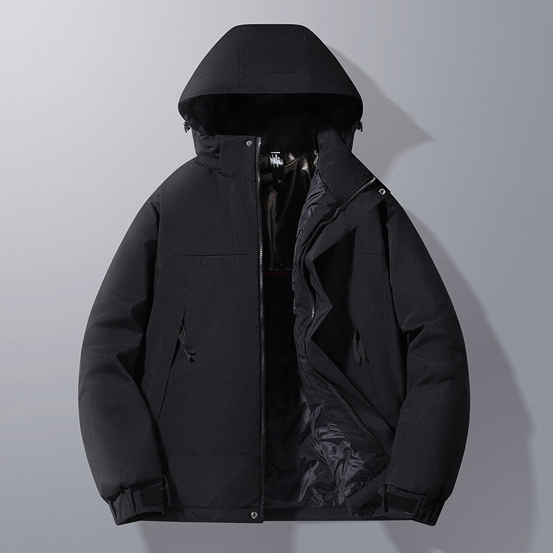 Herren Softshell-Isolationsjacke mit Kapuze, Kontrastbesatz und verstellbaren Klettverschluss-Manschetten – Taviero