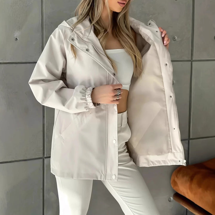 Damen nan wasserfeste Regenjacke mit Kapuze und Taillenzug Echo Archiv