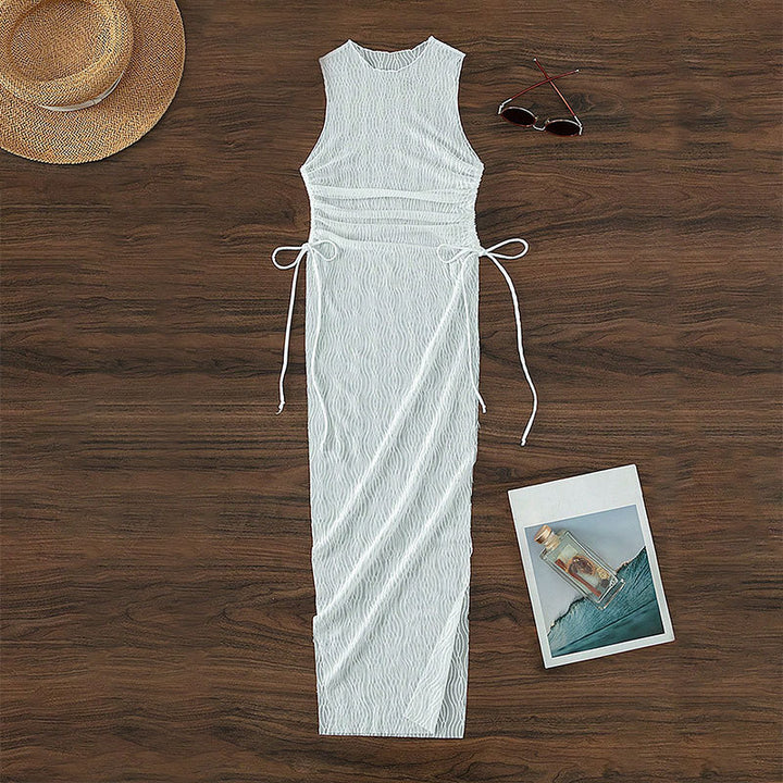 Damen Maxikleid mit taillierter Silhouette und elastischen Bindebändern Echo Archiv