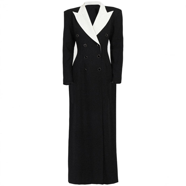 Damen Doppelreihiges Longblazer-Kleid mit taillierter Silhouette und Kontrastrevers Echoarchiv