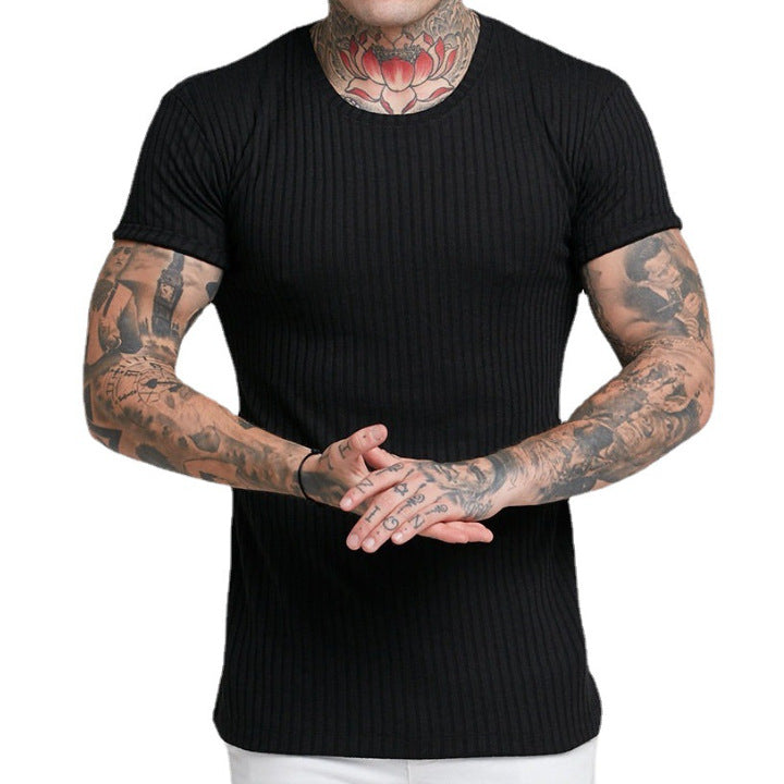 Herren Kurzarm Ripp-T-Shirt mit tailliertem Schnitt und bequemen Tragekomfort Echoarchiv