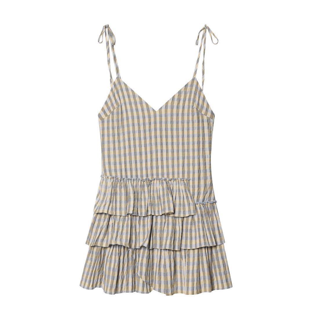 Damen luftiges V-Ausschnitt Sommerkleid mit Rüschen und verstellbaren Trägern Echo Archiv