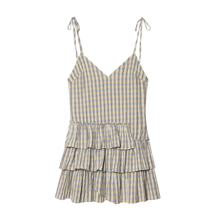 Damen luftiges V-Ausschnitt Sommerkleid mit Rüschen und verstellbaren Trägern Echo Archiv