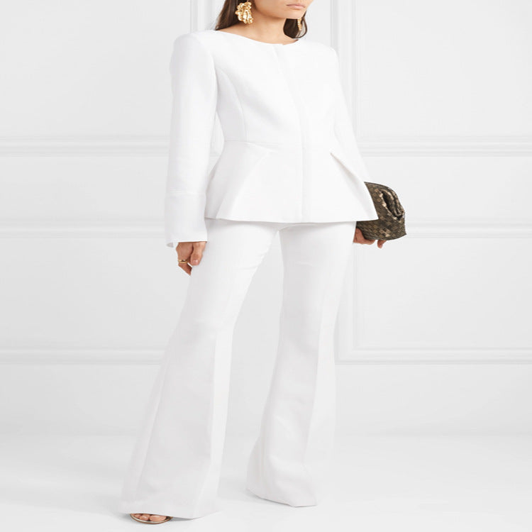 Damen Taillierter Peplum‑Blazer mit verdeckter Front Echoarchiv