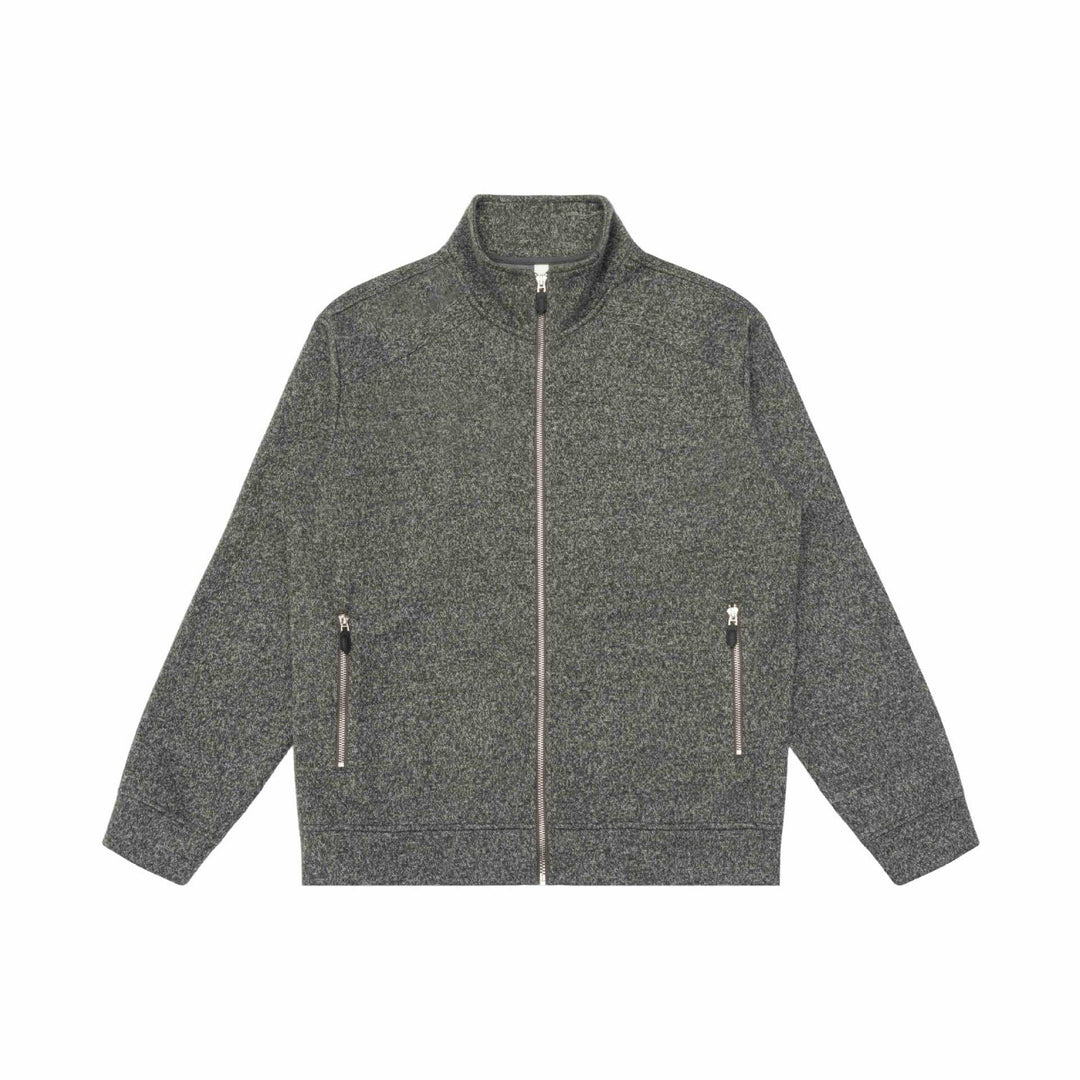 Damen Zipjacke aus meliertem Teddy-Fleece mit Stehkragen und Reißverschlusstaschen Echoarchiv