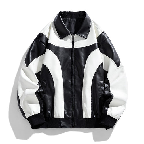 Herren modische Kunstlederjacke im sportlichen Design mit kontrastierenden Akzenten Echoarchiv