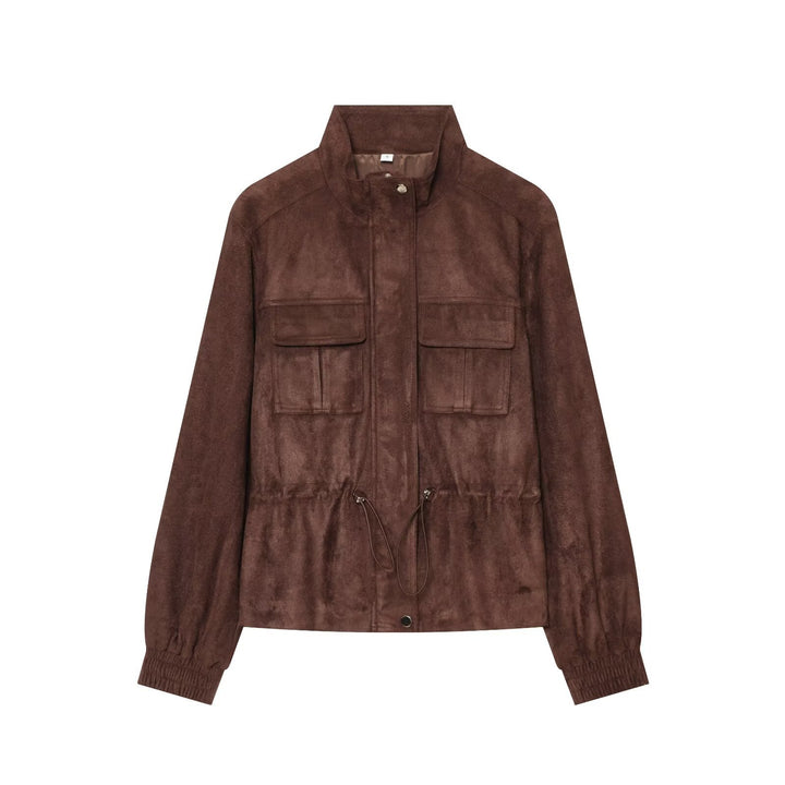 Damen Kurzer Wildlederoptik-Blouson mit Tunnelzugtaillierung Echo Archiv