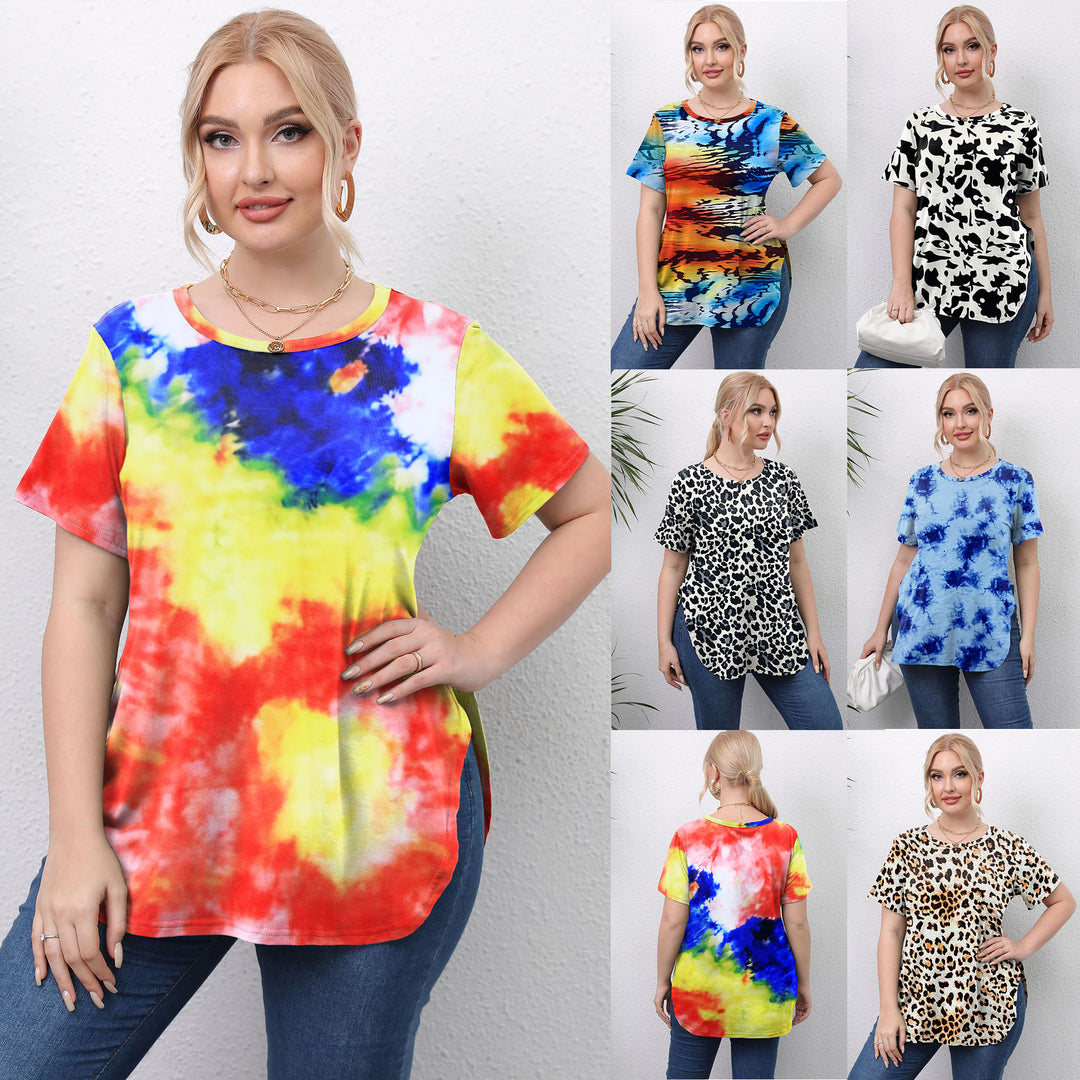 Damen lässiges T-Shirt mit modernem Batikdesign Echo Archiv