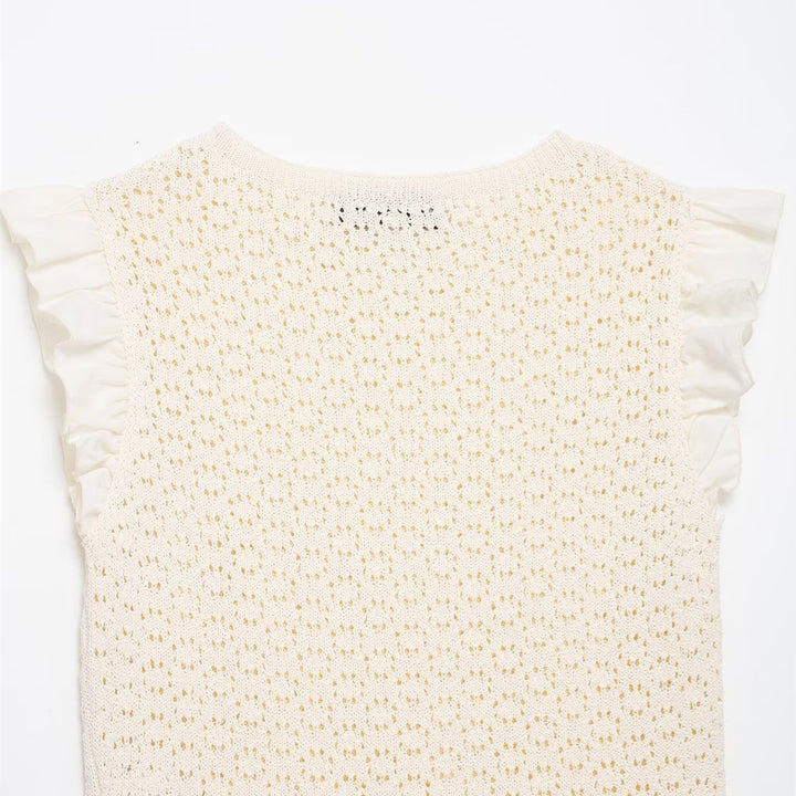 Damen Rüschenshirt mit feiner Lochstickerei und gerafftem Saum Echo Archiv