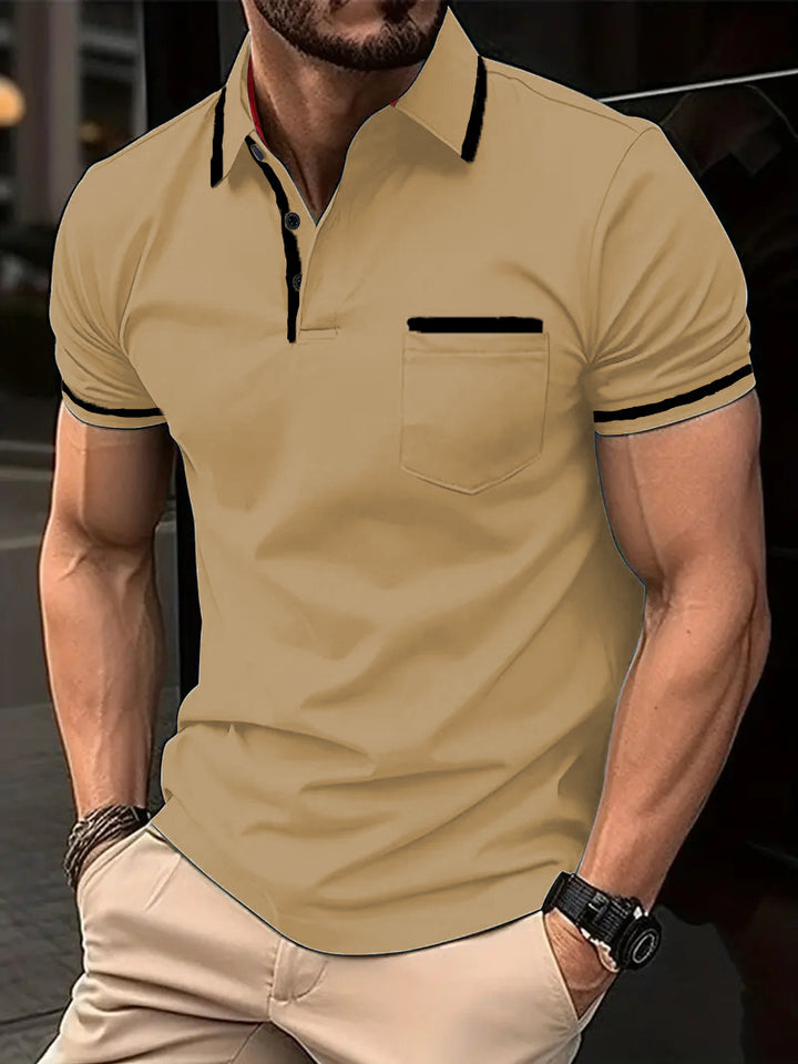 Herren modisches Kurzarm-Polohemd mit kontrastierenden Details Echoarchiv