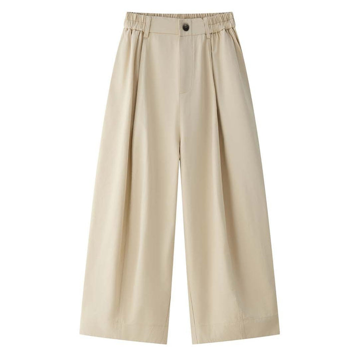 Damen Weite High‑Waist Bundfalten-Culottehose mit dezenter Knopfleiste Echoarchiv