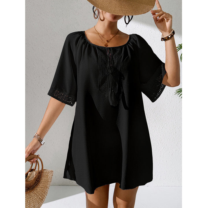 Damen luftiges Strandkleid mit verzierten Ärmeln Echo Archiv