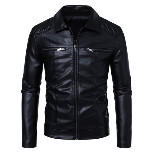 Herren Modische Lederjacke mit Schulterpolster Echo Archiv