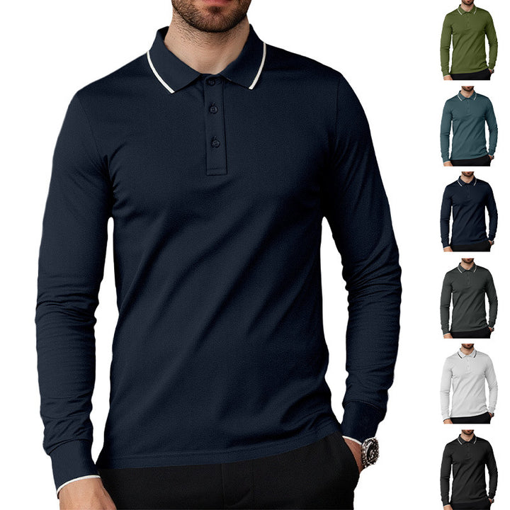 Herren nan langärmeliges Piqué-Poloshirt mit Kontrastpaspel am Kragen und Bündchen Echo Archiv