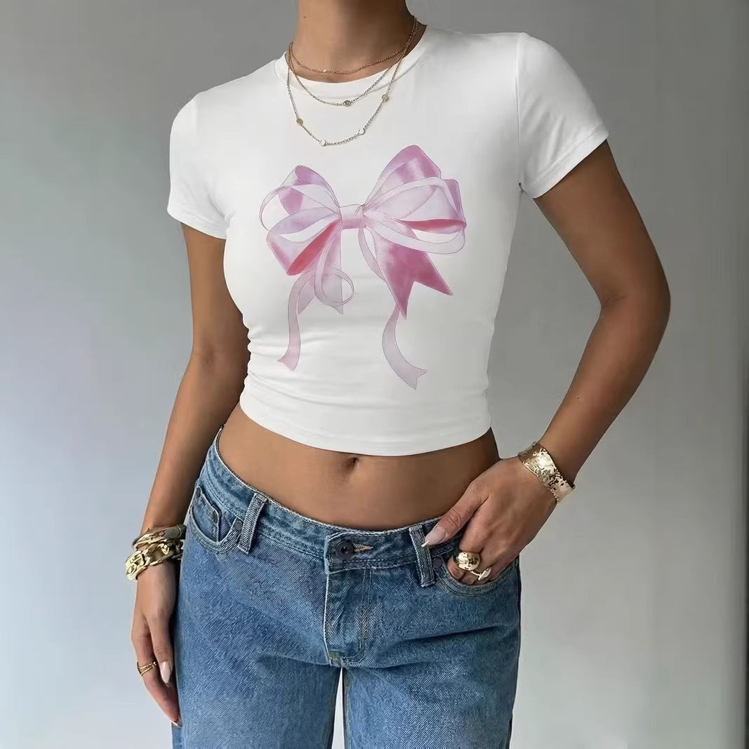 Damen Crop-Top mit zartem Schleifenmotiv Echo Archiv