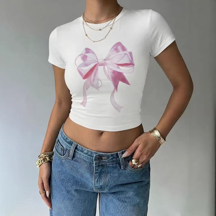 Damen Crop-Top mit zartem Schleifenmotiv Echo Archiv