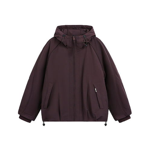 Damen Oversized wattierte Kapuzenjacke mit Raglanärmeln und Kordelzug Echoarchiv