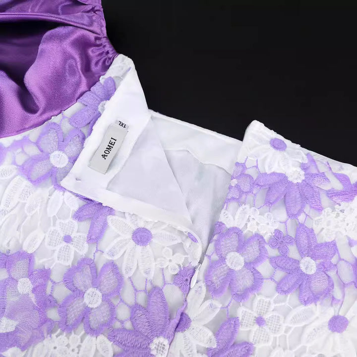 Damen Elegantes Spitzenkleid mit voluminösen Puffärmeln Echo Archiv