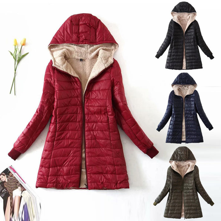 Damen nan gesteppter Steppmantel mit Teddyfutter, taillierter Silhouette und Kapuze Echo Archiv