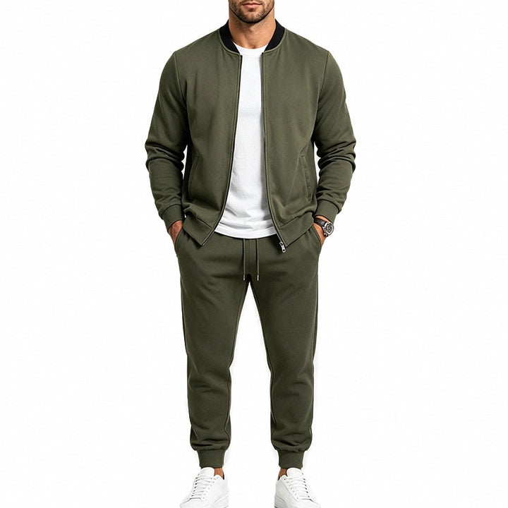 Herren Zweiteiliges Casual-Trainingsset mit Bomberjacke und tapered Jogginghose Echoarchiv