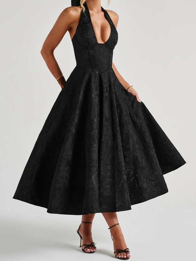 Damen Elegantes Halterneck-Ballkleid mit fließendem Rock Echo Archiv