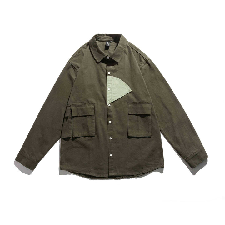 Herren Utility-Overshirt mit aufgesetzten Taschen und asymmetrischem Kontrast-Detail Echoarchiv
