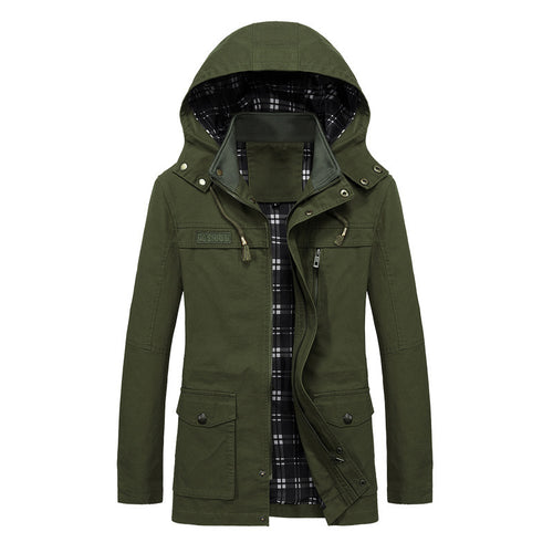Herren Urbaner Canvas-Parka mit karierter Innenfütterung und Utility-Taschen Echo Archiv