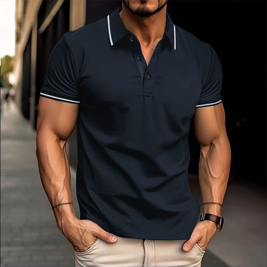 Herren stilvolles Kurzarm-Polo mit Kontrastdetails Echoarchiv