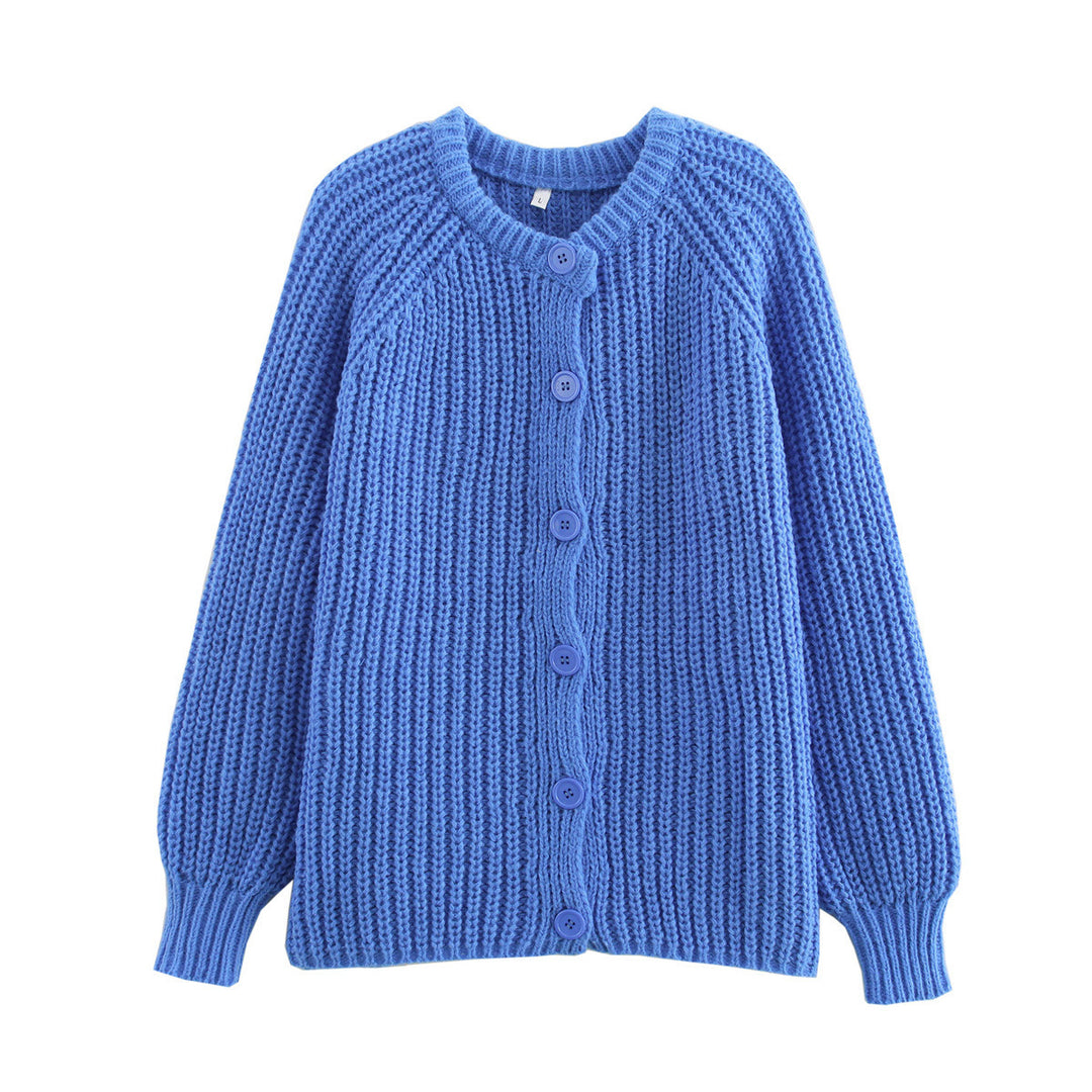 Damen nan grob gestrickte Raglan-Cardigan mit Ballonärmeln und durchgehender Knopfleiste Echo Archiv