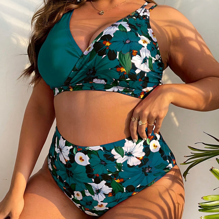 Damen Hochwertiges Bikini-Set mit romantischem floralem Druck und komfortablem Hochschnitt Echo Archiv
