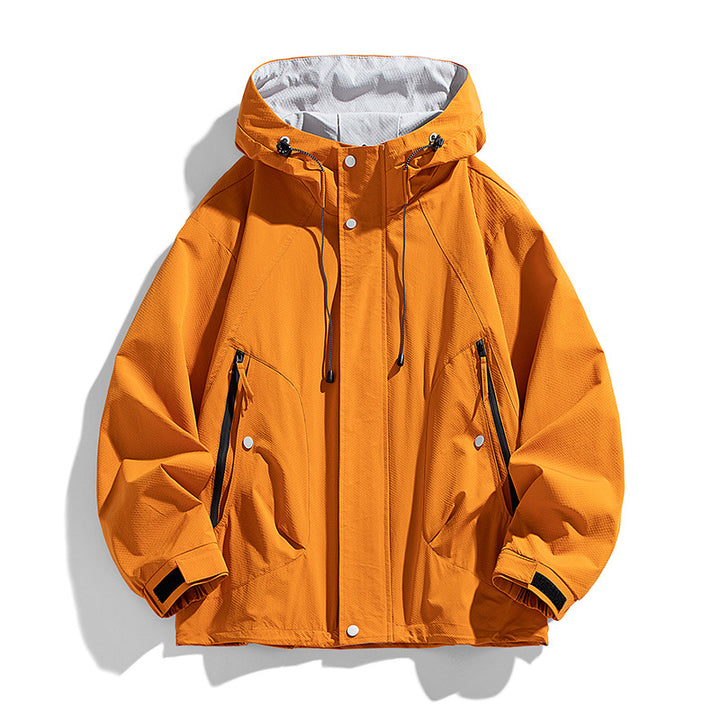 Unisex leichte winddichte Outdoor-Jacke mit Kapuze, wasserabweisende Außenschale und verstellbarem Saum – Taviero