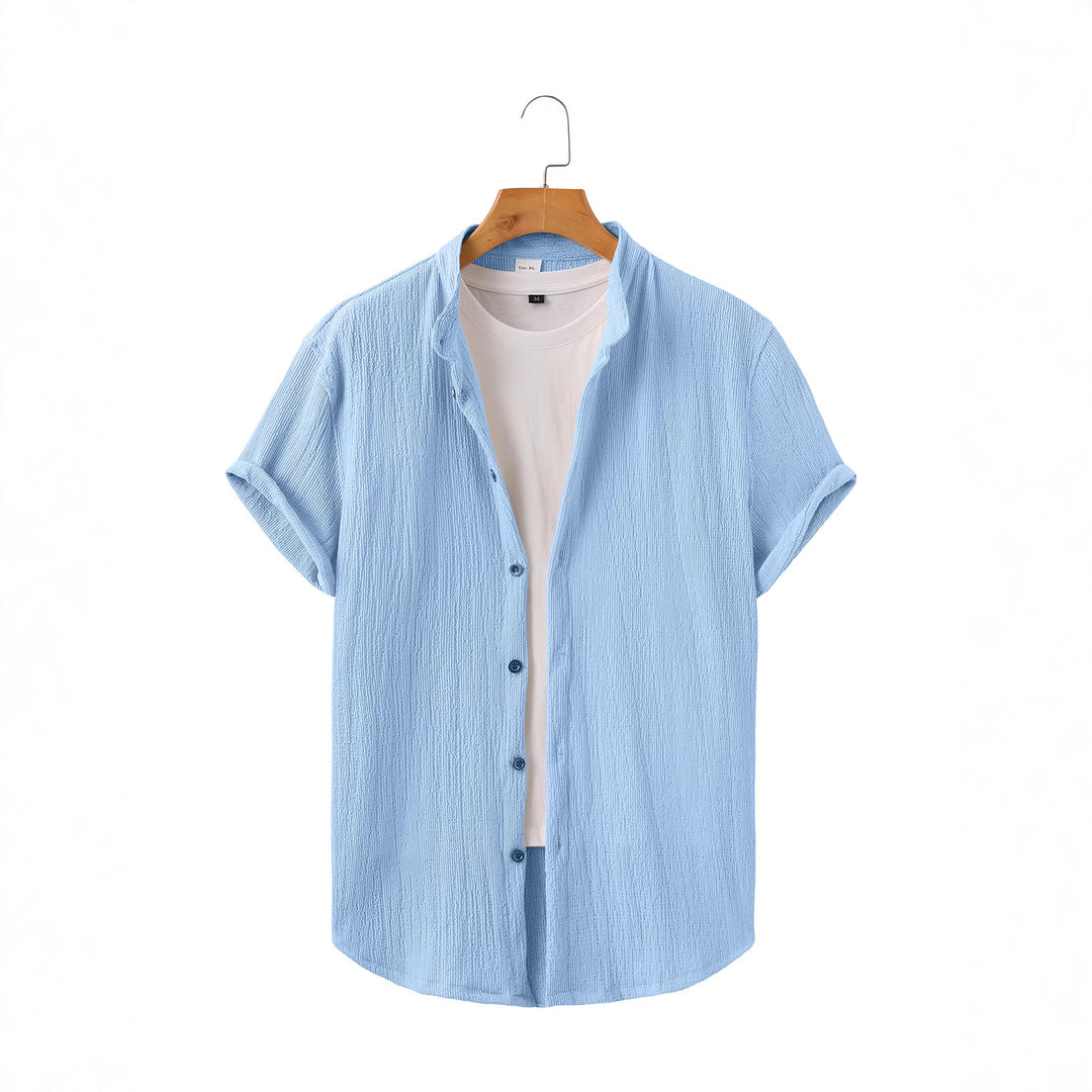 Herren nan leichtes Knitterstruktur-Überhemd mit umgeschlagenen Ärmeln entspannter Overshirt-Silhouette Echo Archiv