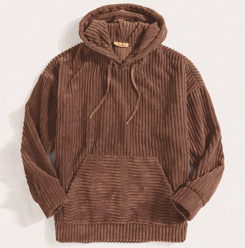 Unisex nan gerippter Samt-Hoodie mit Kapuze und Kängurutasche Echo Archiv
