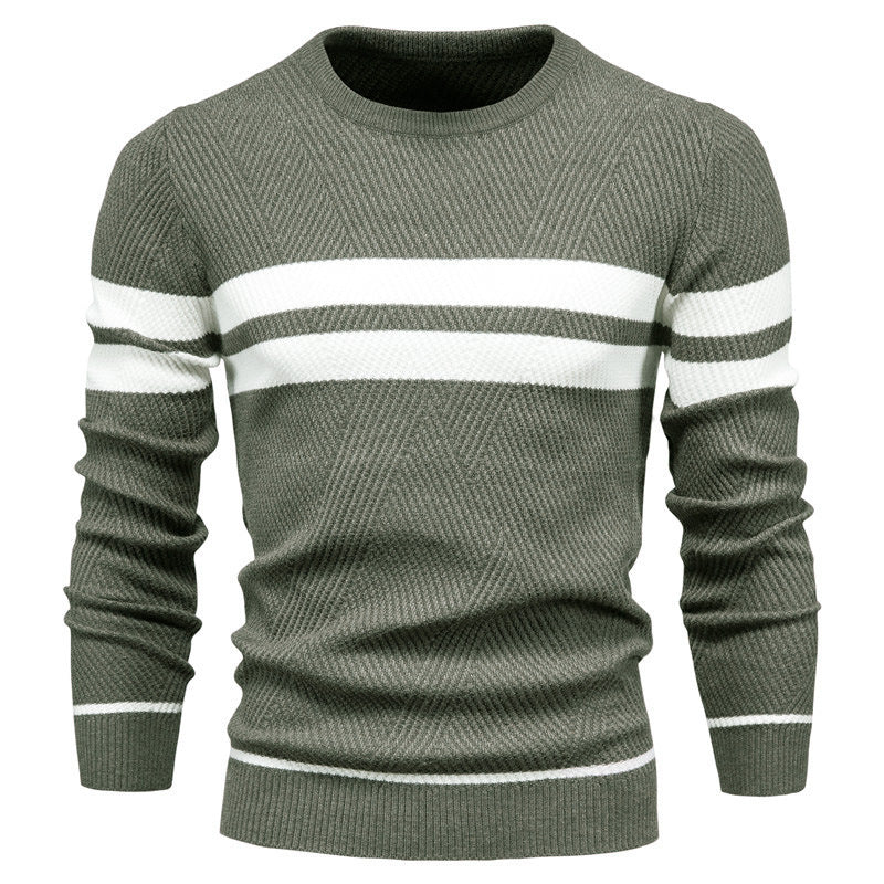 Herren Strickpullover mit modernem Strukturdesign und klassischen Streifen Echoarchiv