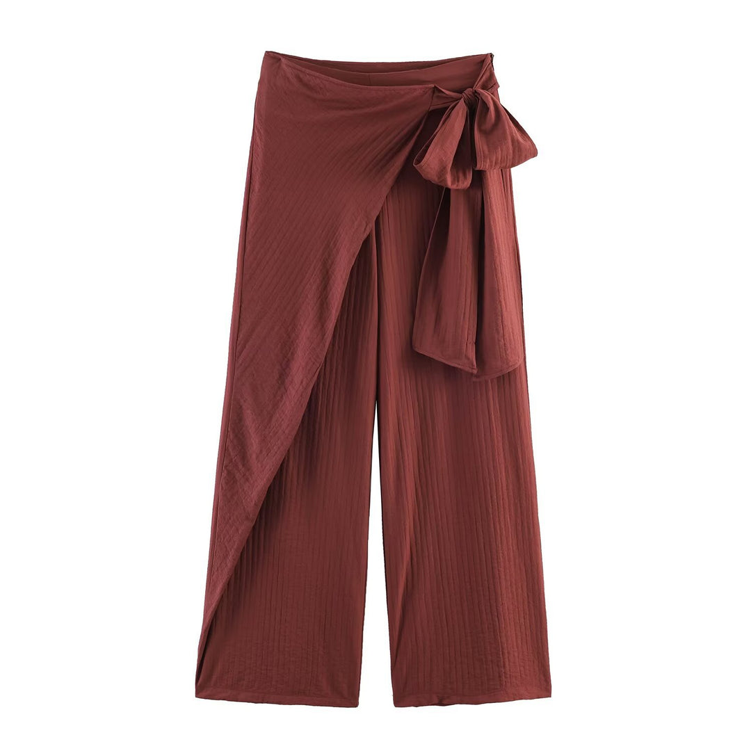 Damen Weite High‑Waist Palazzo‑Hose mit Wickelrock‑Optik und Taillenschleife Echo Archiv