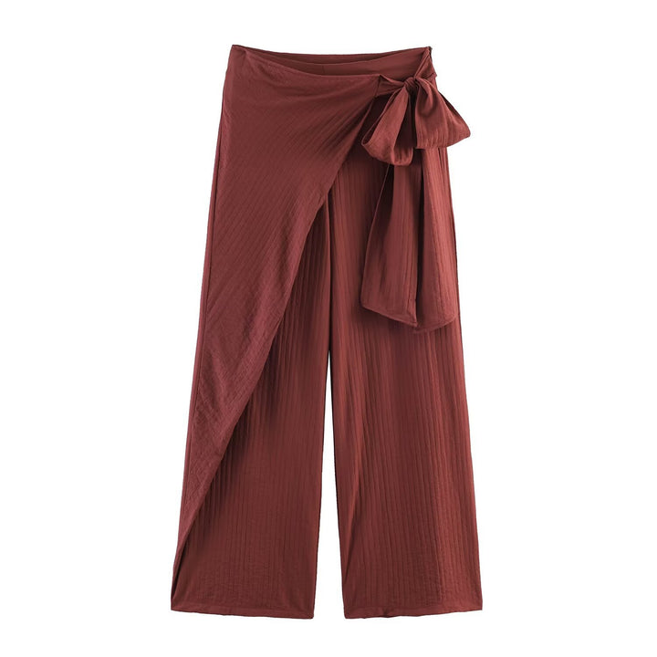 Damen Weite High‑Waist Palazzo‑Hose mit Wickelrock‑Optik und Taillenschleife Echo Archiv
