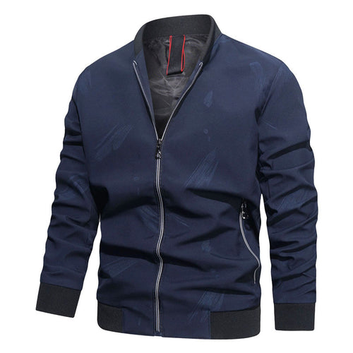 Herren Slim Bomberjacke aus technischem Baumwollmix mit kontrastierenden Reißverschlusstaschen und elastischem Rippkragen Echo Archiv